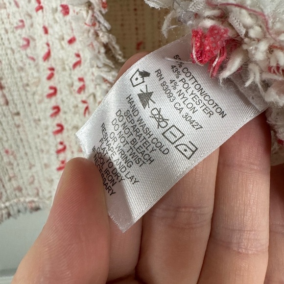 Nic + Zoe Woven Short Blazer Cream and Pink Textured Womens Size Petite Medium - Picture 6 of 9